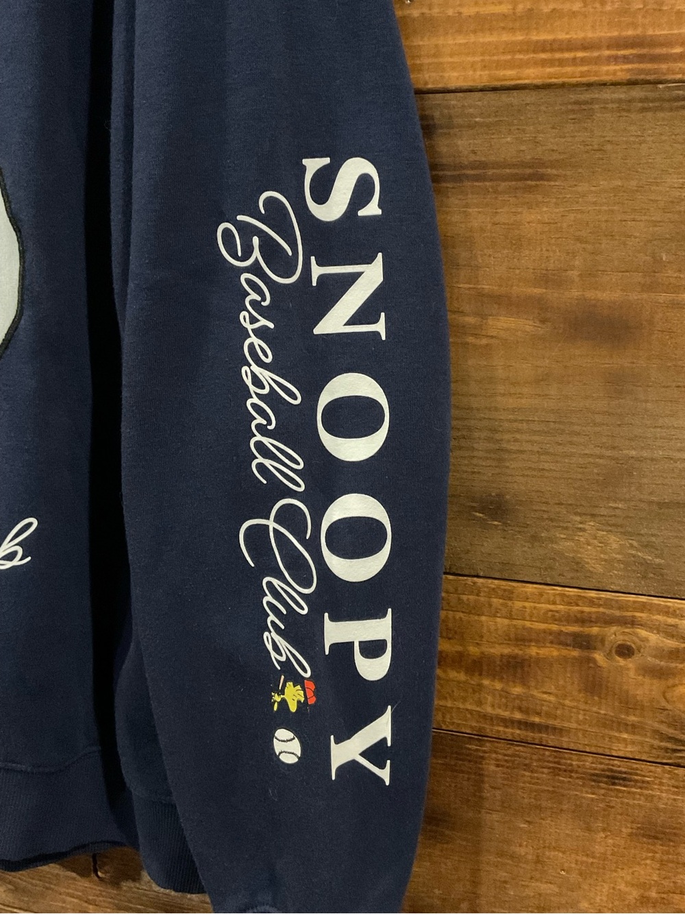 Peanuts Navy Snoopy Baseball Club Crewneck Sweatshirt Women’s XLarge Embroidered - Picture 3 of 6